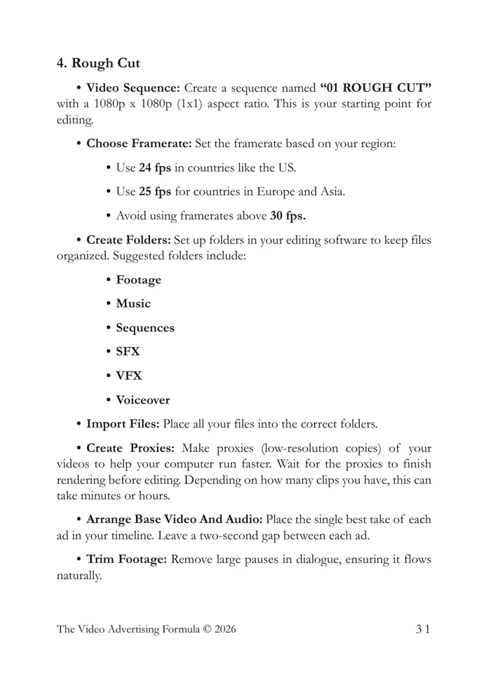 Book page on the rough cut